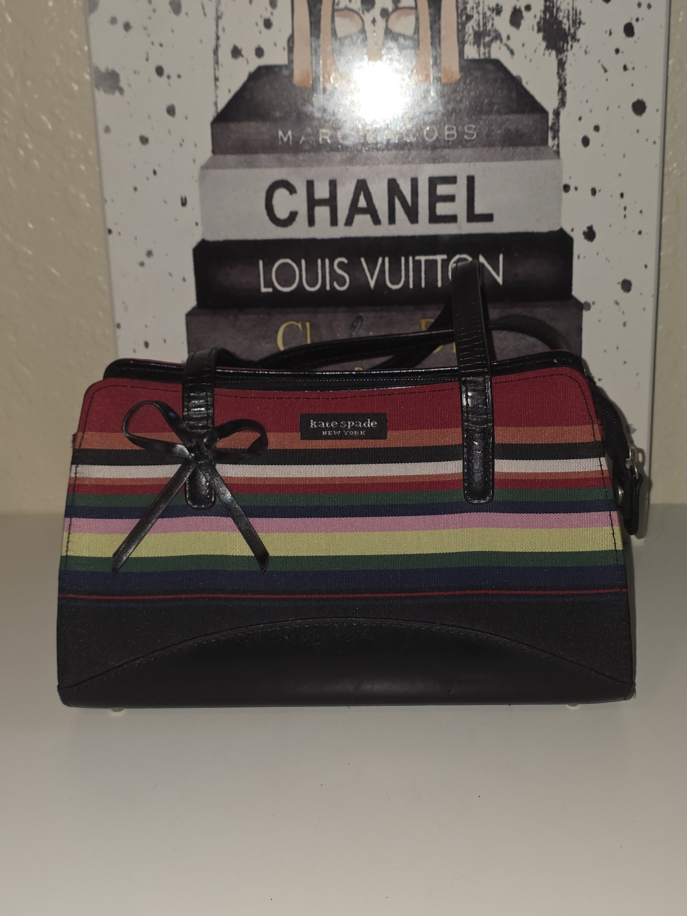 kate spade striped satchel handbag - multicolor